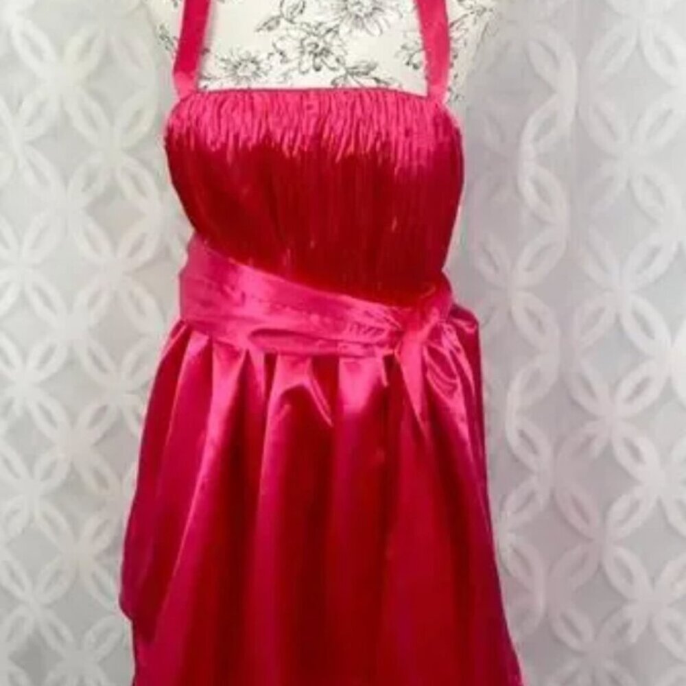Anthropologie Bow tie Satin Mini Dress Pink size 8 - Picture 7 of 8